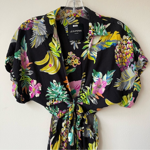 LE SUPERBE  Mai Tai Might I Dress in Black Tropi Cali Size 6 - Picture 5 of 11